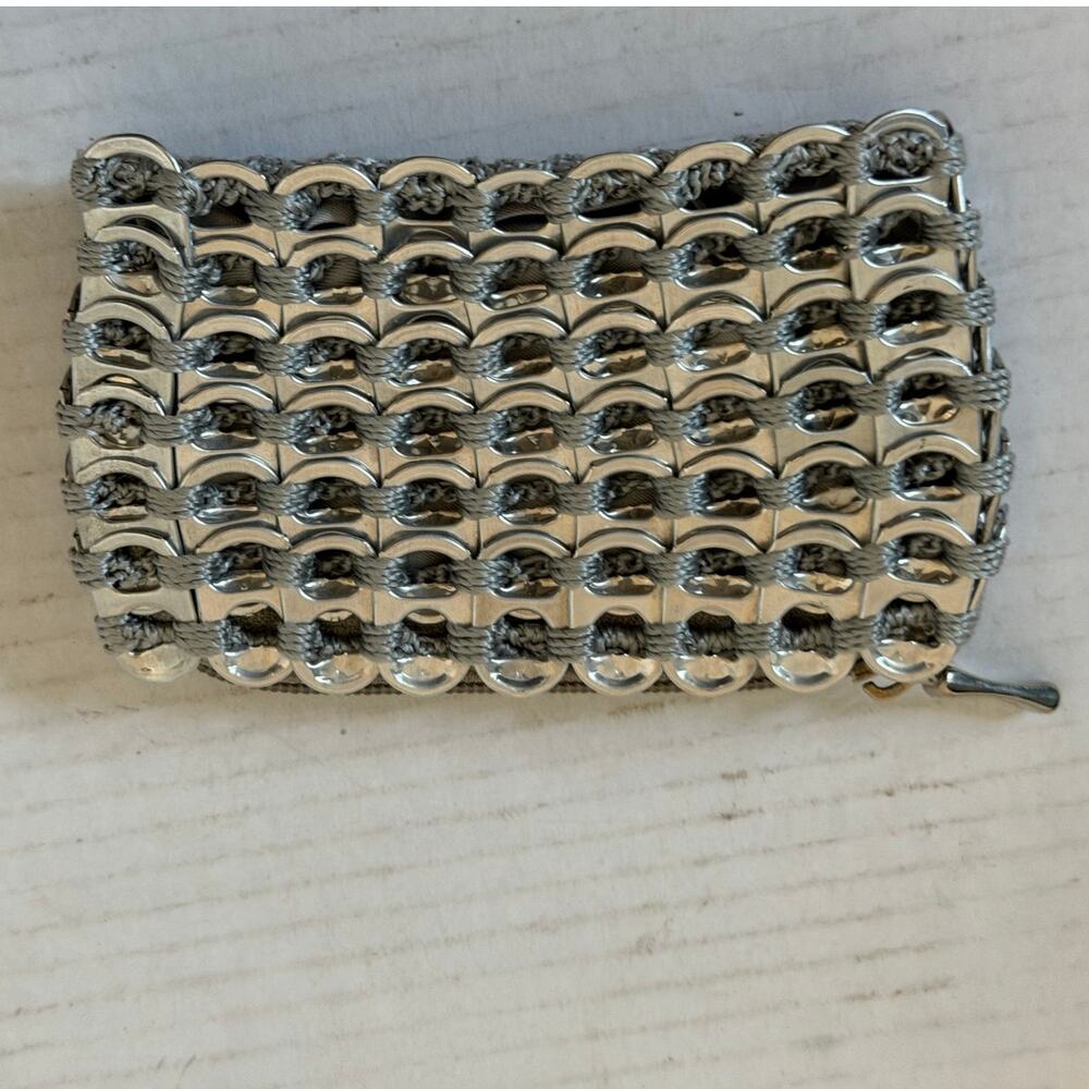 Escama Studio Silver Pop Can Tab Lined Coin Zippered Purse